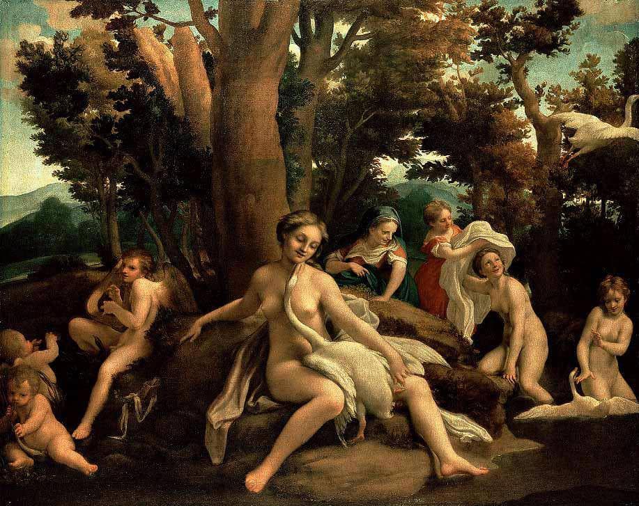 Leda and the Swan by Correggio — hand-painted cultural oil painting reproduction on canvas