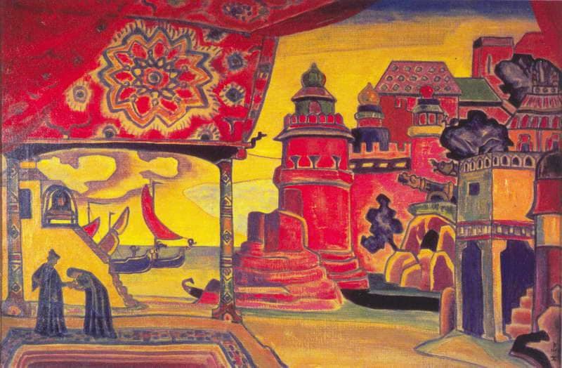 Ledenets town by Nicholas Roerich — hand-painted abstract oil painting reproduction on canvas