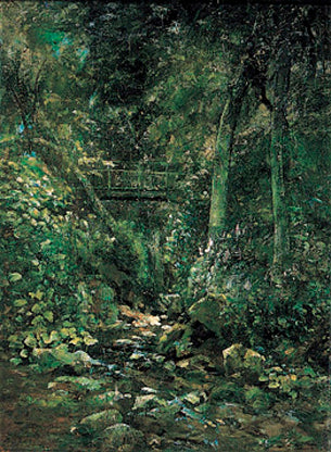 Forest with water lilies - Silvestro Lega