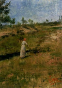 Campaign with a female figure by Silvestro Lega — hand-painted landscape oil painting reproduction on canvas