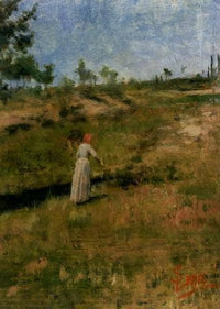Campaign with a female figure by Silvestro Lega — hand-painted landscape oil painting reproduction on canvas