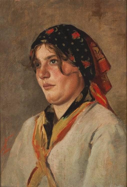 Peasant woman from Gabbro by Silvestro Lega — hand-painted portrait oil painting reproduction on canvas