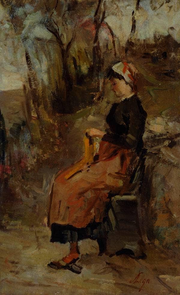 Woman from Gabbro by Silvestro Lega — hand-painted portrait oil painting reproduction on canvas