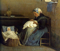 Grandmother by Silvestro Lega — hand-painted portrait oil painting reproduction on canvas