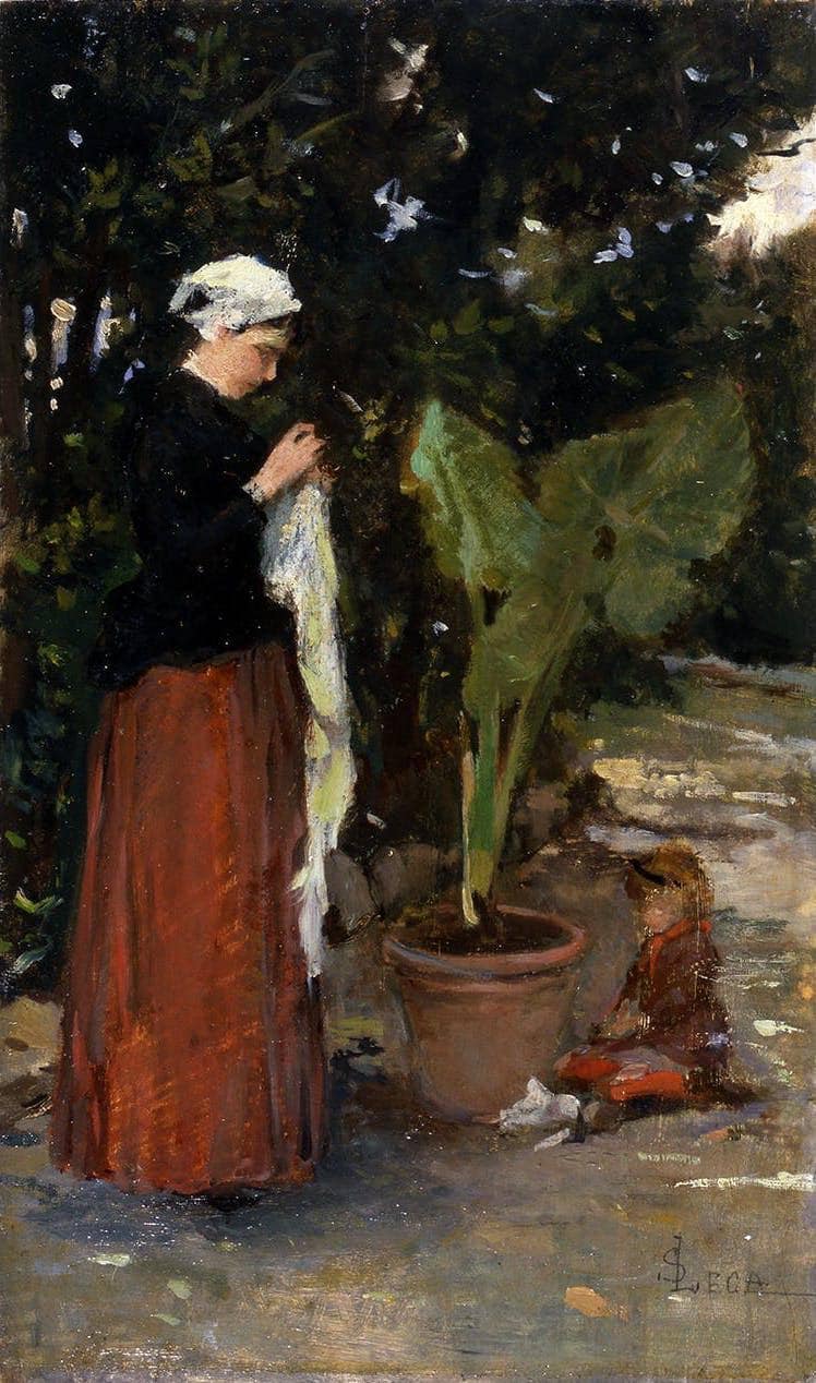 The owner of the farm by Silvestro Lega — hand-painted portrait oil painting reproduction on canvas