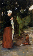 The owner of the farm by Silvestro Lega — female oil painting wall art, Realism