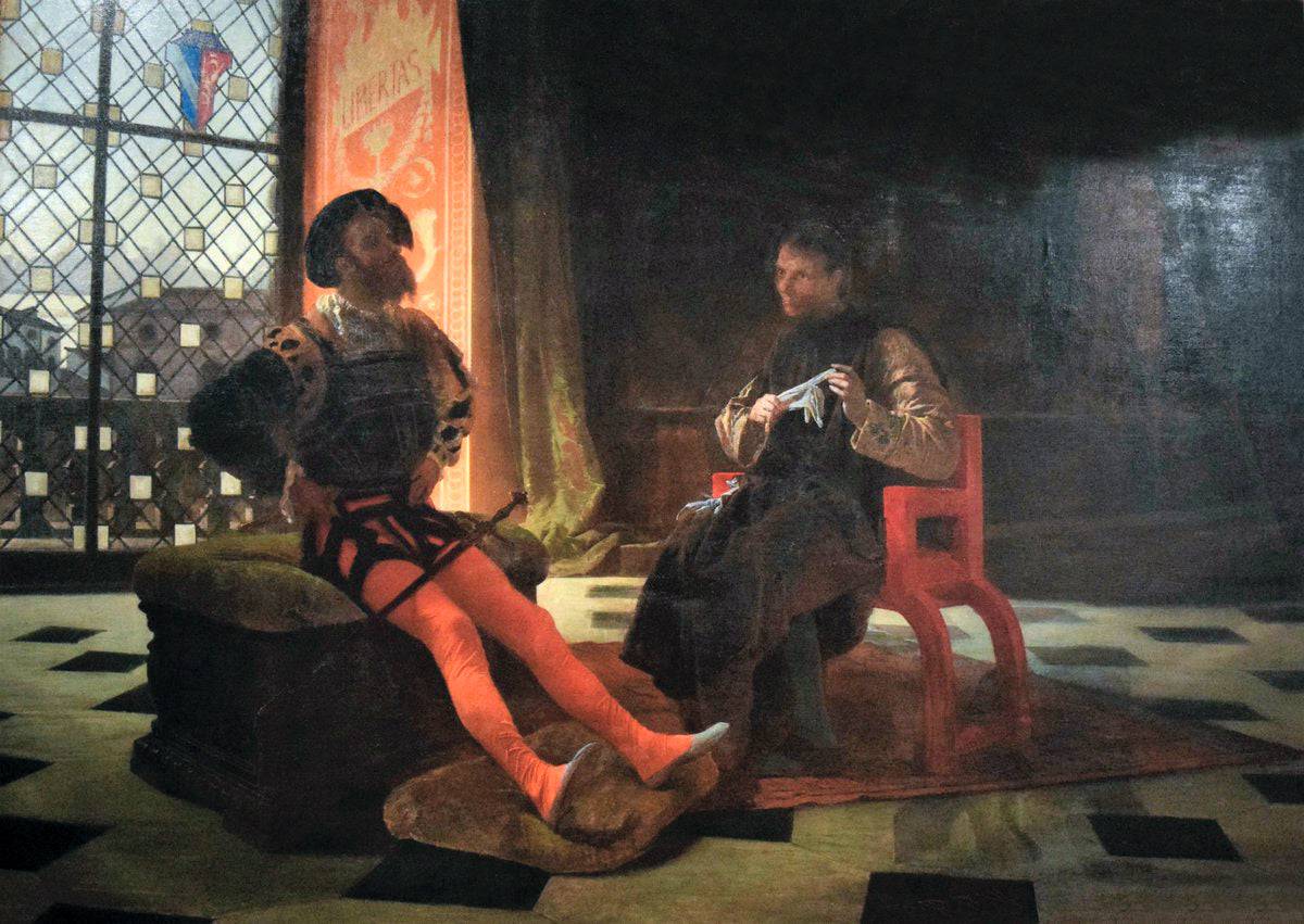 Legation of Niccolò Machiavelli, Florentine citizen and secretary, in Imola to meet Cesare Borgia, Duke of Valentino - Federico Faruffini