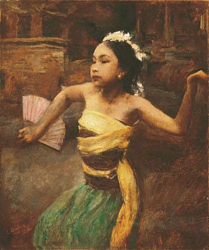 Legong dancer by Romualdo Locatelli — hand-painted portrait oil painting reproduction on canvas