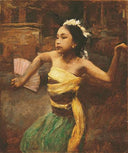Legong dancer by Romualdo Locatelli — female oil painting wall art, Orientalism