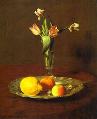 Lemons, Apples and Tulips by Henri Fantin-Latour — hand-painted botanical oil painting reproduction on canvas