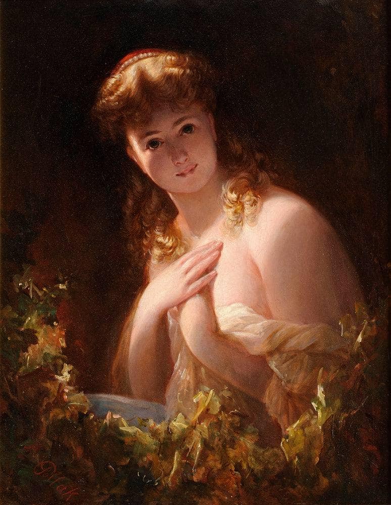 After the bath by Leopold Pollak — hand-painted portrait oil painting reproduction on canvas