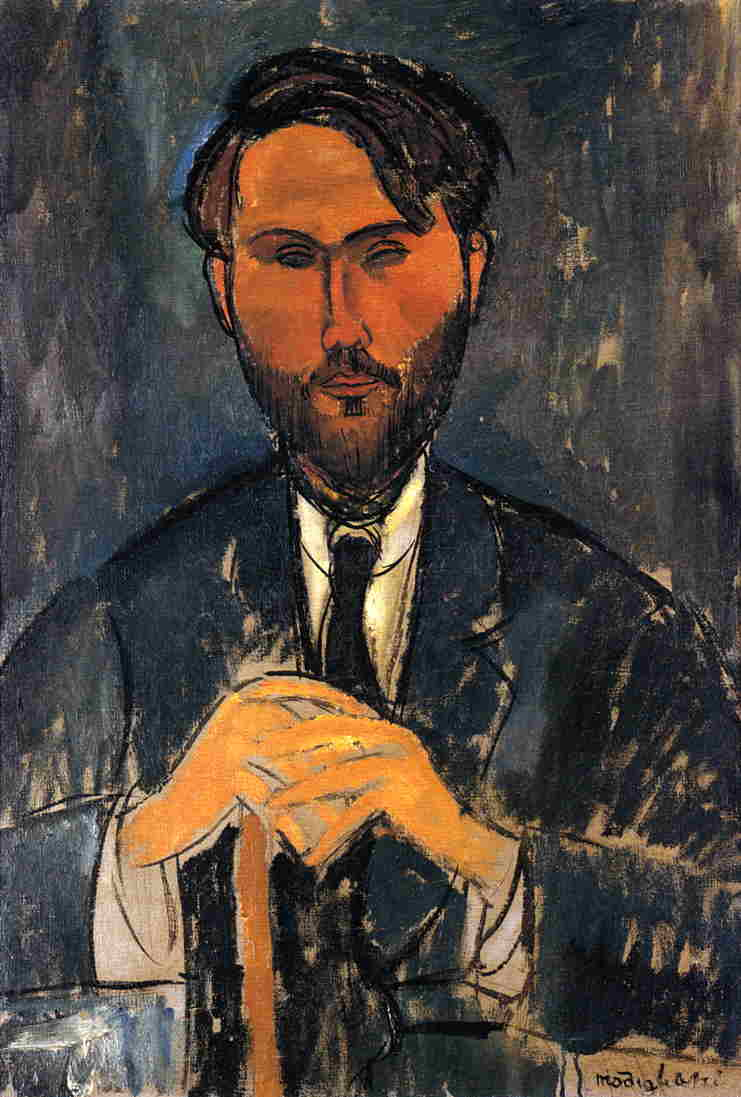 Leopold Zborowski with a walking stick - Amedeo Modigliani