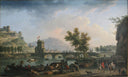 Les Abords D'une Foire. by Claude-Joseph Vernet — urban oil painting wall art, Neoclassicism