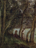 Les Alinges, Haute Savoie, Figures under the Trees by Camille Corot — ships oil painting wall art, Realism