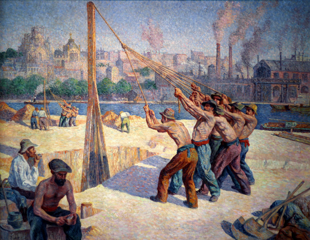 Les Batteurs De Pieux by Maximilien Luce — hand-painted architectural oil painting reproduction on canvas