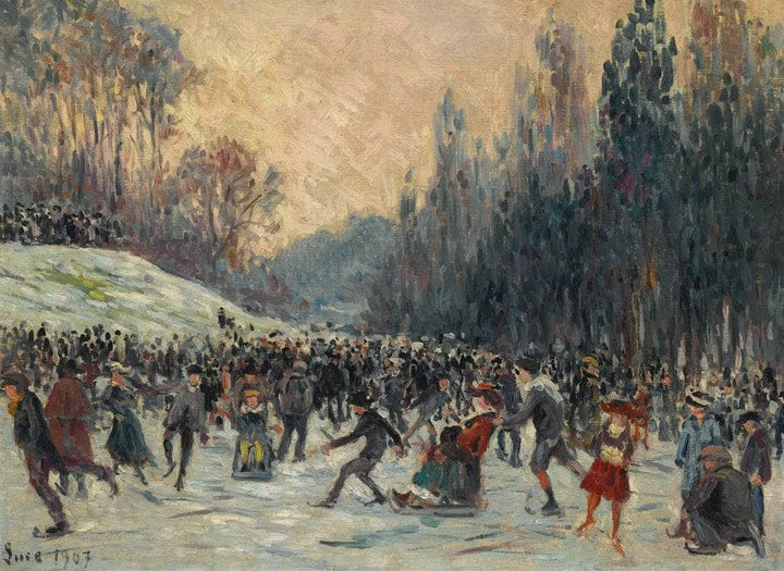 Les Patineurs by Maximilien Luce — hand-painted landscape oil painting reproduction on canvas