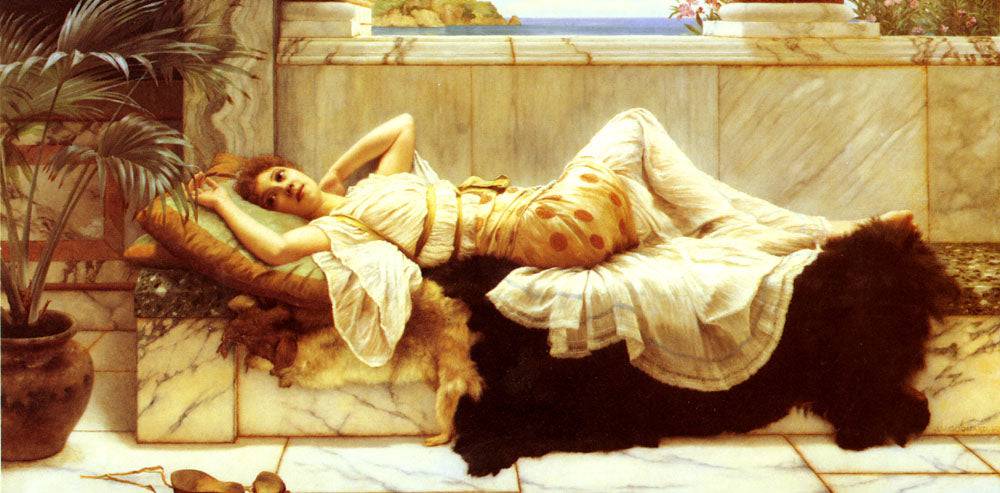 Liegende by John William Godward, hand-painted portrait oil painting reproduction on canvas