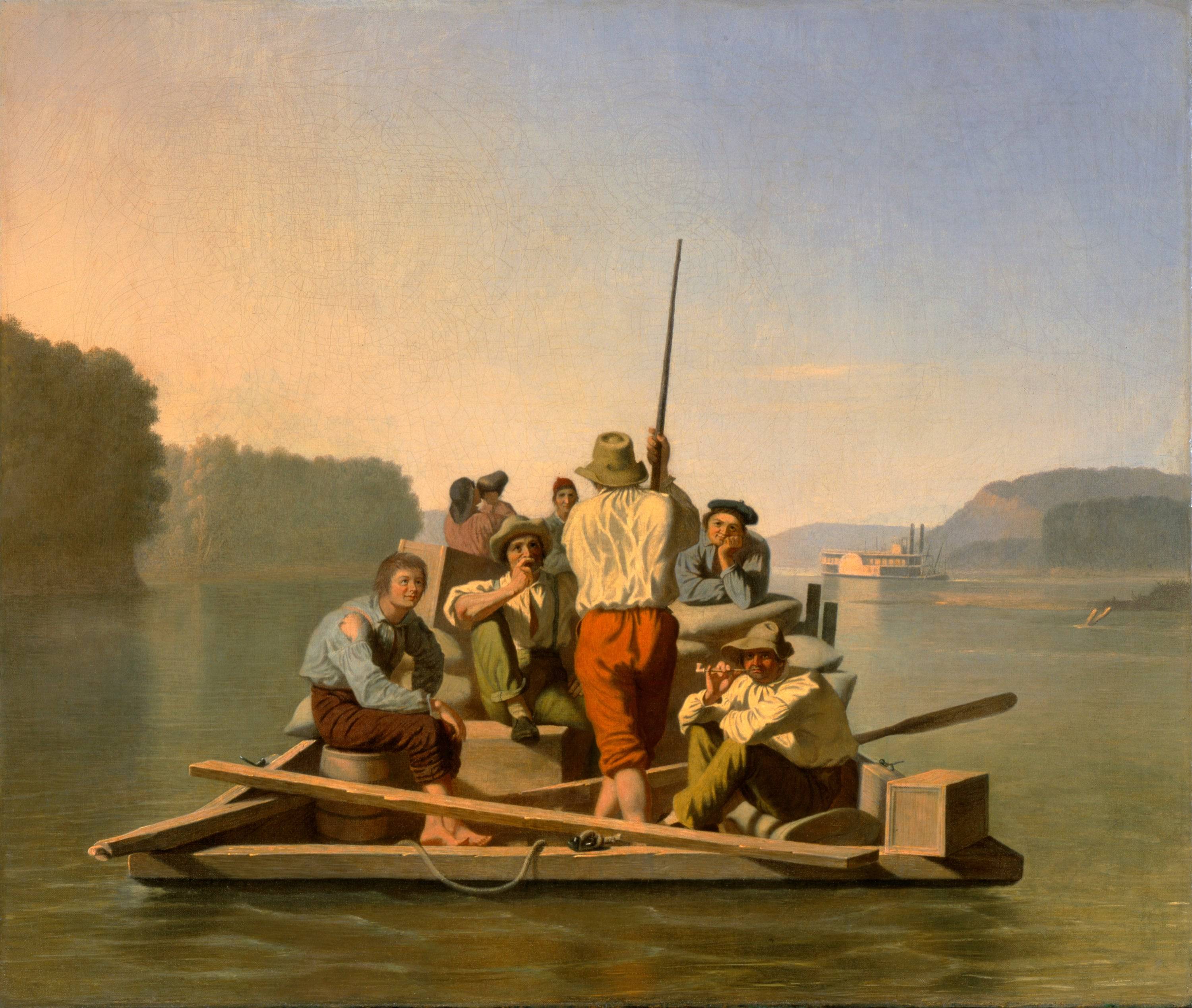 Lighter Relieving a Steamboat Aground - George Caleb Bingham