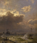 Lighthouse, Ostende by Hermann Ottomar Herzog — rural oil painting wall art, Romanticism