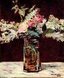 Lilac and roses by Edouard Manet — hand-painted botanical oil painting reproduction on canvas