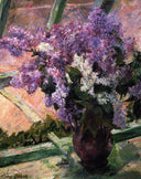 Lilacs in a Window by Mary Cassatt — flower oil painting wall art, Impressionism