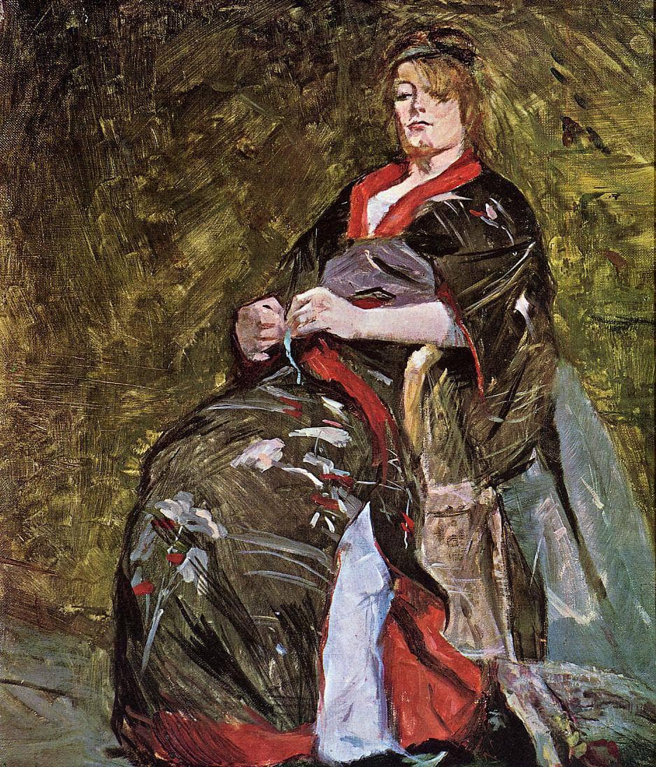 Lili Grenier in a Kimono by Henri de Toulouse-Lautrec — hand-painted portrait oil painting reproduction on canvas