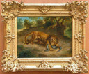 Lion and alligator by Eugene Delacroix — hand-painted animal oil painting reproduction on canvas