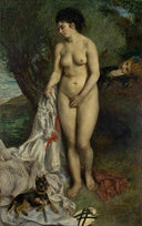 Lise on the Bank of the Seine by Pierre-Auguste Renoir — female oil painting wall art, Realism