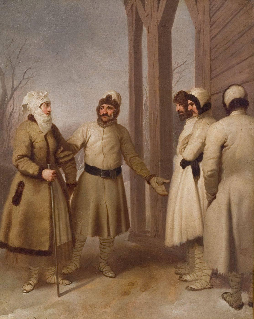 Lithuanian peasants by PranciÅ¡kus SmugleviÄius — hand-painted portrait oil painting reproduction on canvas