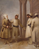Lithuanian peasants by PranciÅ¡kus SmugleviÄius — group oil painting wall art, Neoclassicism