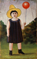 Little girl in a blue dress by Niko Pirosmani — male oil painting wall art, Naïve Art Primitivism