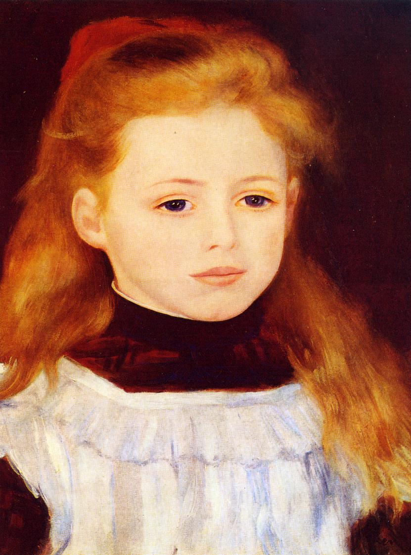 Little Girl in a White Apron (Portrait of Lucie Berard) by Pierre-Auguste Renoir — hand-painted portrait oil painting reproduction on canvas