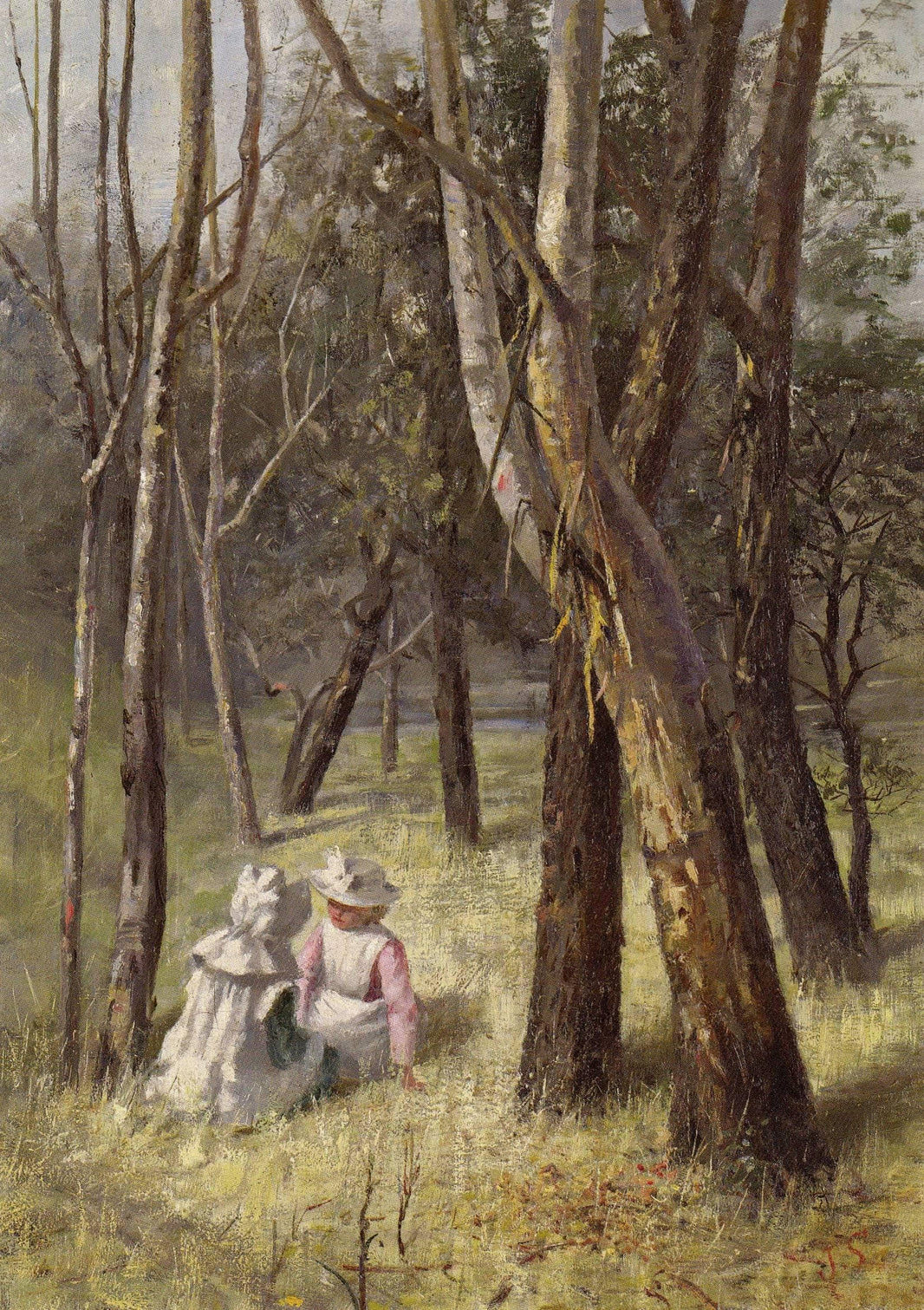 Little Gossips by Jane Sutherland — hand-painted botanical oil painting reproduction on canvas