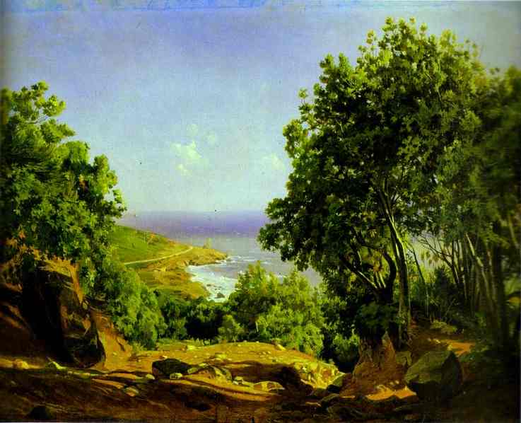 Livorno. Road to the Sea at Antiniano near Livorno by Nikolai Ge — hand-painted botanical oil painting reproduction on canvas