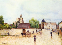 Loing at Moret in the rain by Alfred Sisley — hand-painted architectural oil painting reproduction on canvas