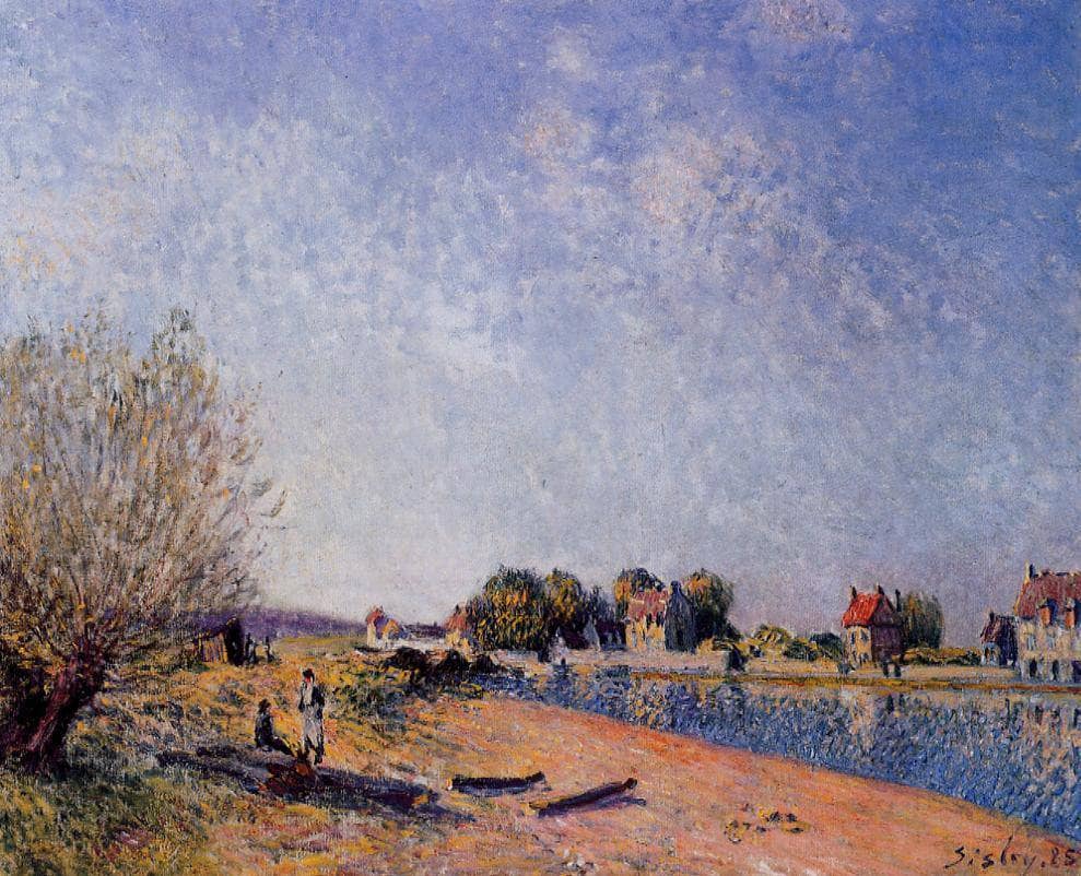 Loing Canal at Saint Mammes by Alfred Sisley — hand-painted botanical oil painting reproduction on canvas
