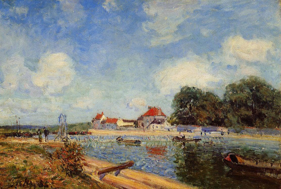 Loing Dam at Saint Mammes by Alfred Sisley — hand-painted botanical oil painting reproduction on canvas