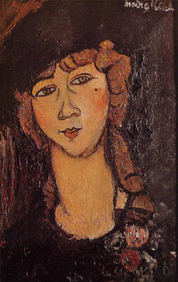 Lolotte (Head of a Woman in a Hat) by Amedeo Modigliani — hand-painted portrait oil painting reproduction on canvas