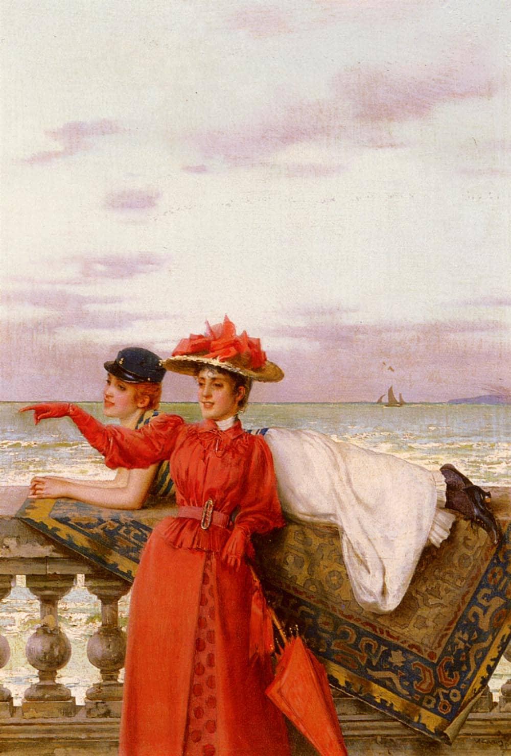 Looking out to sea by Vittorio Matteo Corcos — hand-painted portrait oil painting reproduction on canvas
