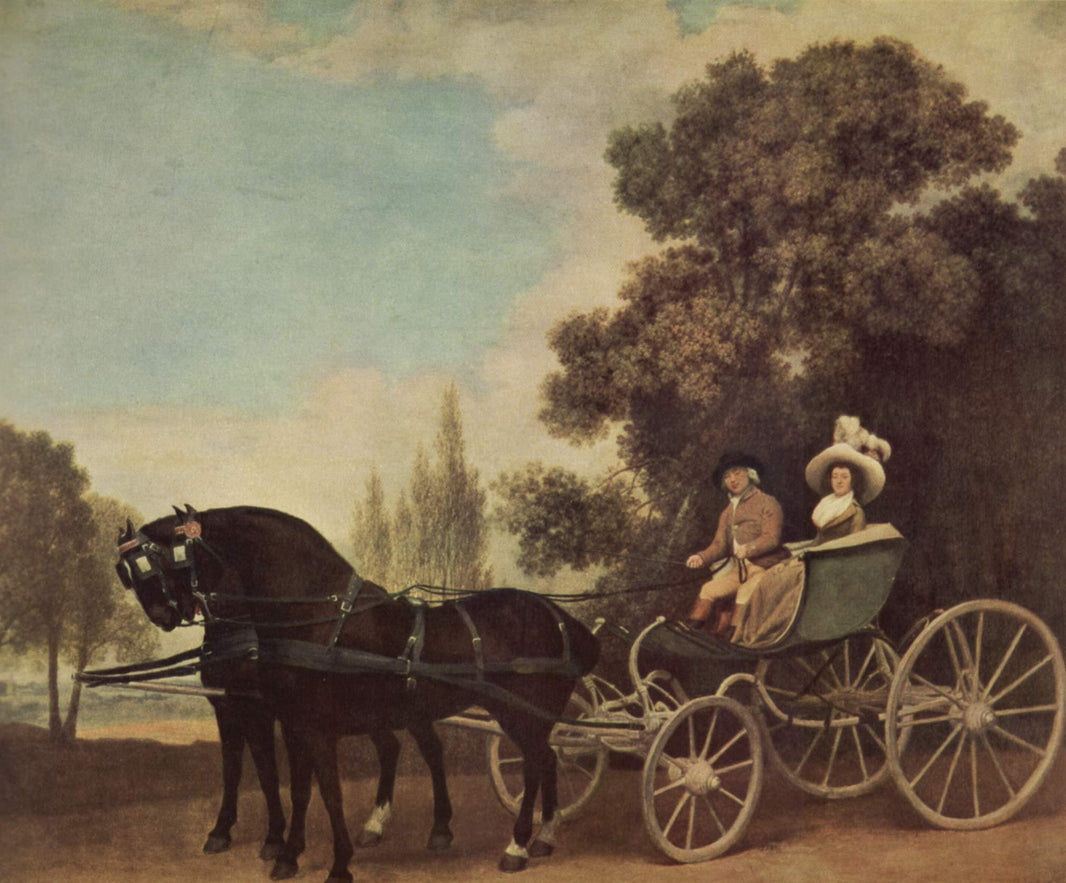 Lord and Lady in a Phaeton by George Stubbs — hand-painted animal oil painting reproduction on canvas