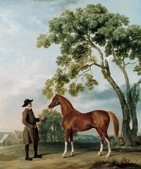 Lord Grosvenor's Arabian Stallion with a Groom by George Stubbs — hand-painted animal oil painting reproduction on canvas