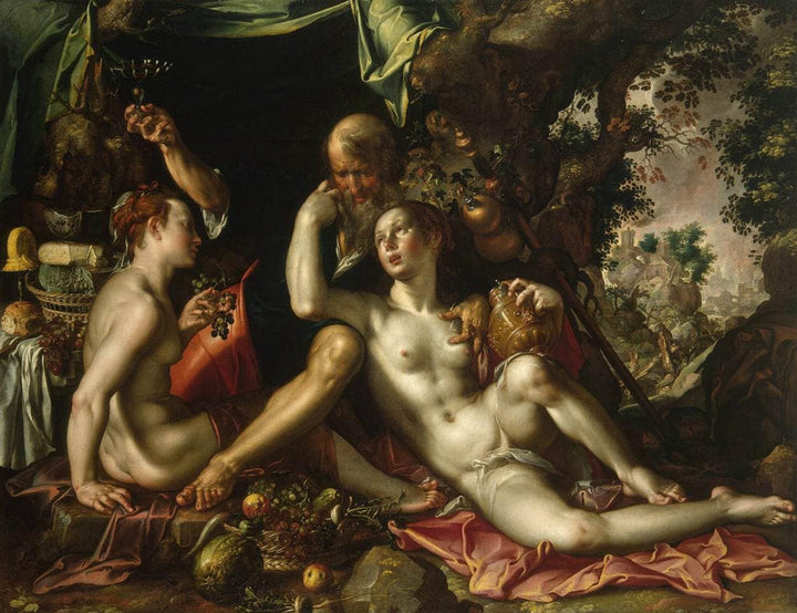 Lot and his Daughters by Joachim Wtewael — hand-painted cultural oil painting reproduction on canvas