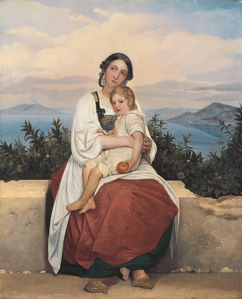 Procidan with her child by Louis Léopold Robert, hand-painted portrait oil painting reproduction on canvas