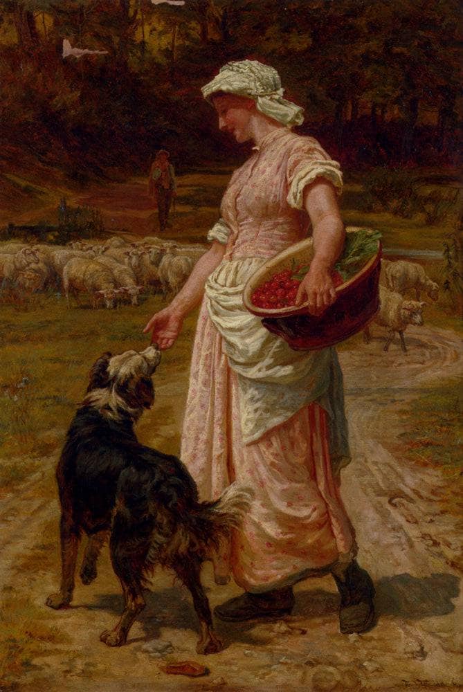 Love me, love my dog by Frederick Morgan — hand-painted animal oil painting reproduction on canvas