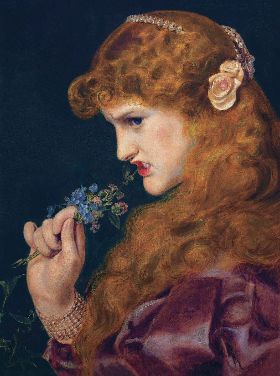 Love's Shadow by Frederick Sandys — hand-painted portrait oil painting reproduction on canvas