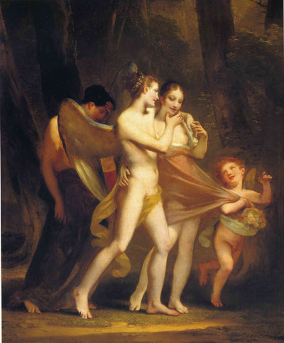 Love Seduces Innocence, Pleasure Entraps, and Remorse Follows in hallway