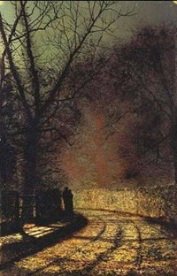 Lovers in a wood by John Atkinson Grimshaw — hand-painted botanical oil painting reproduction on canvas