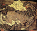 Lovers Man and Woman by Egon Schiele — hand-painted abstract oil painting reproduction on canvas