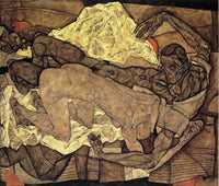 Lovers Man and Woman by Egon Schiele — hand-painted abstract oil painting reproduction on canvas