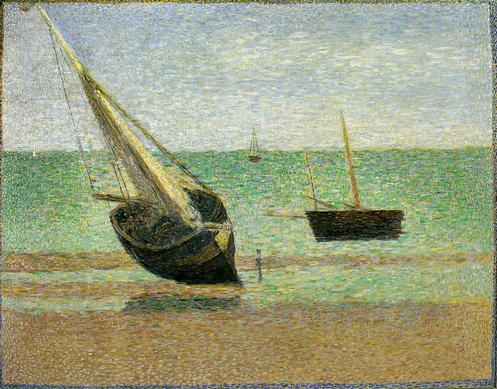 Low Tide at Grandcamp by Georges Seurat — hand-painted landscape oil painting reproduction on canvas